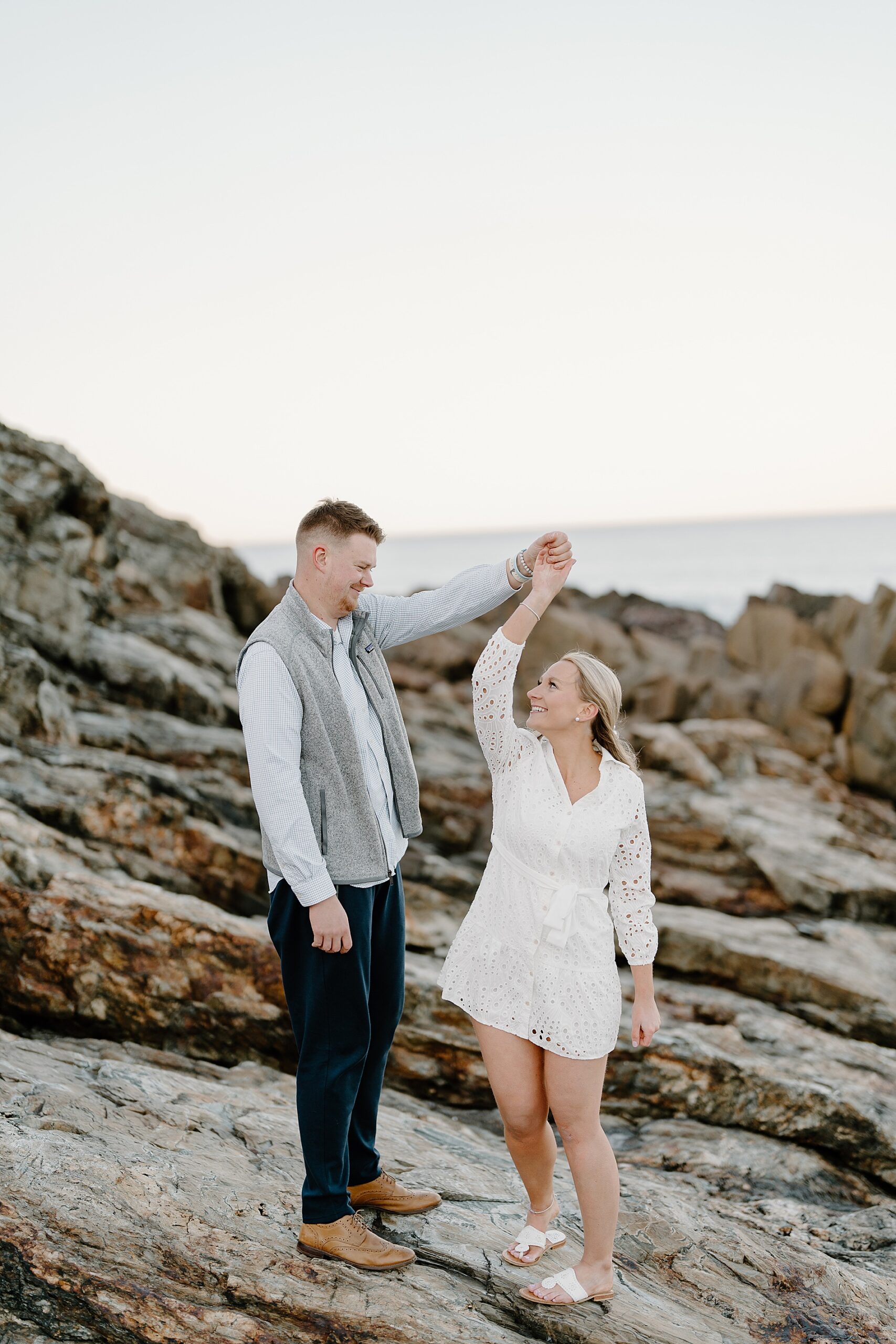 candid engagement photos in Maine