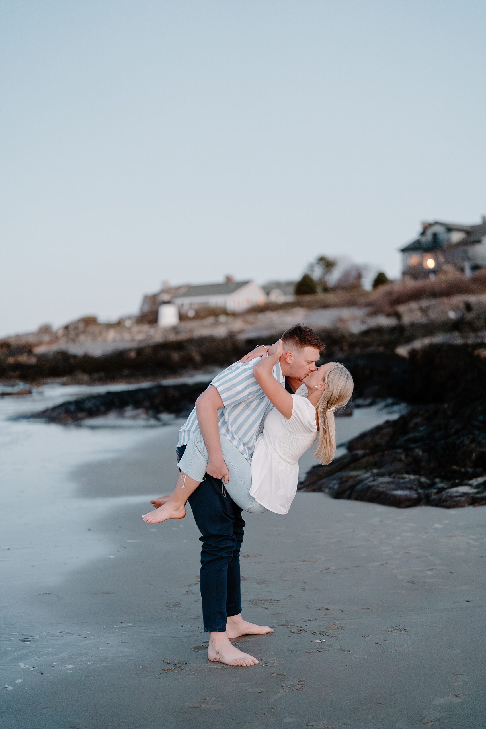 Romantic beach engagement session in Maine