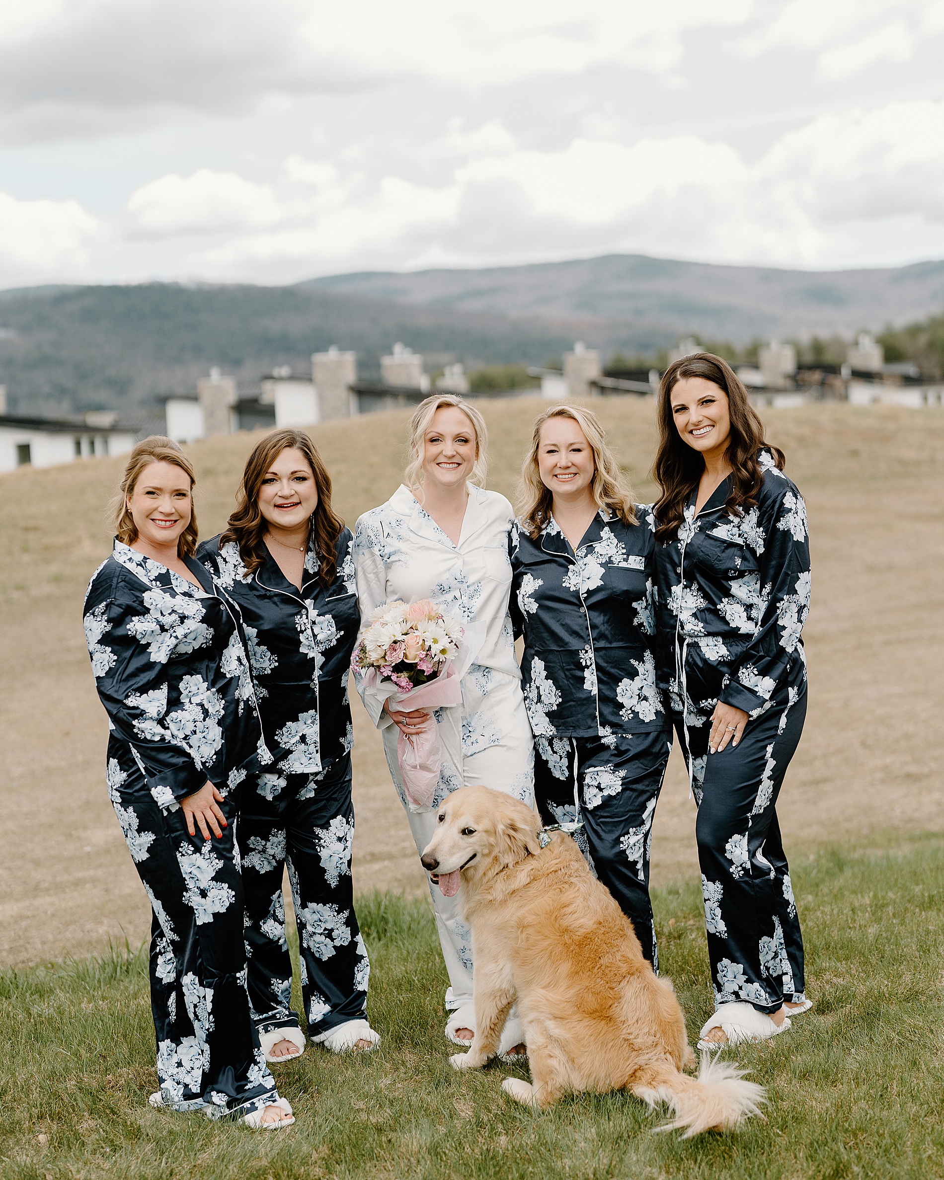 bride with bridesmaids from Owl's Nest Resort Wedding 