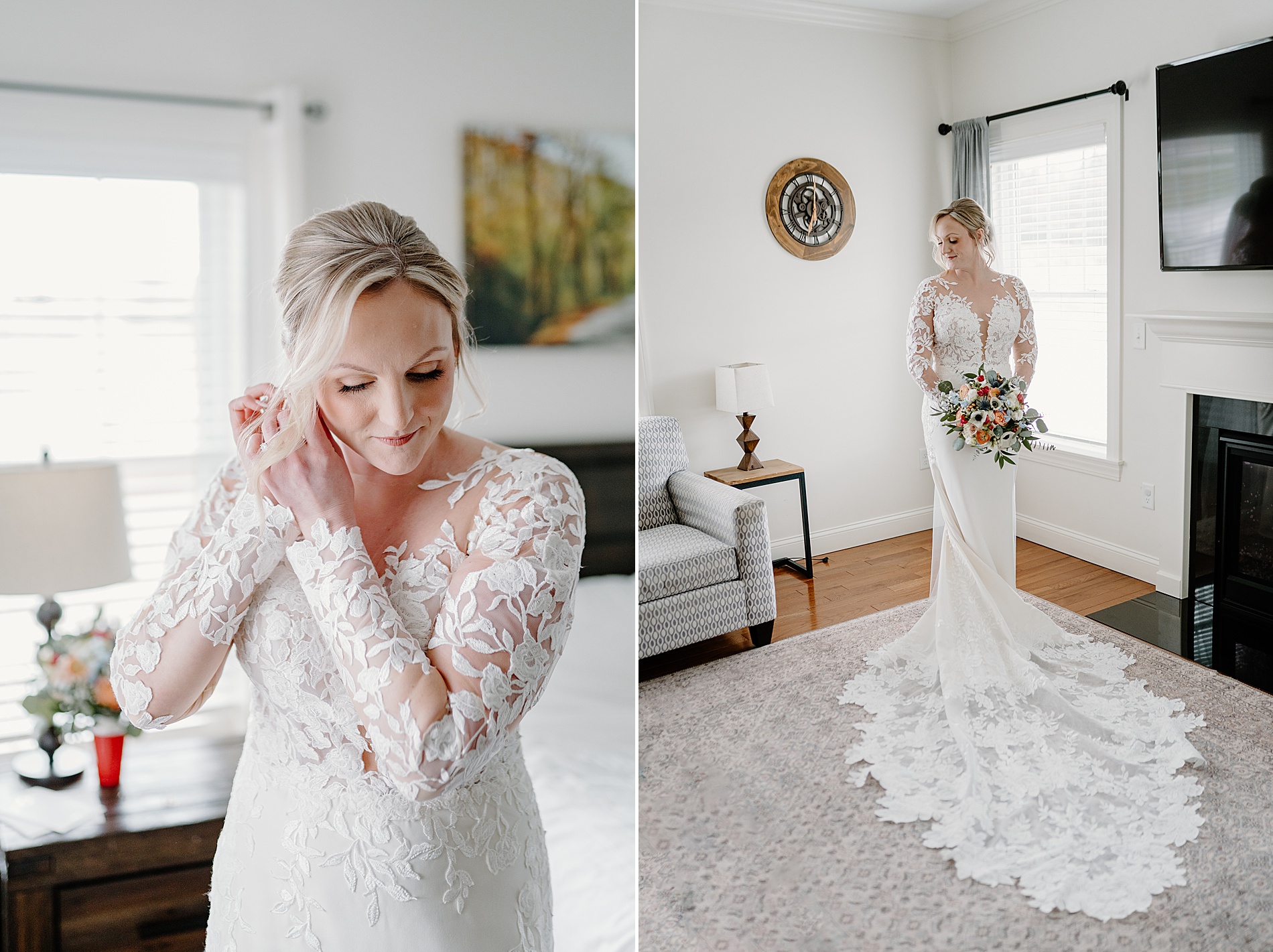 bridal portraits and wedding dress detail