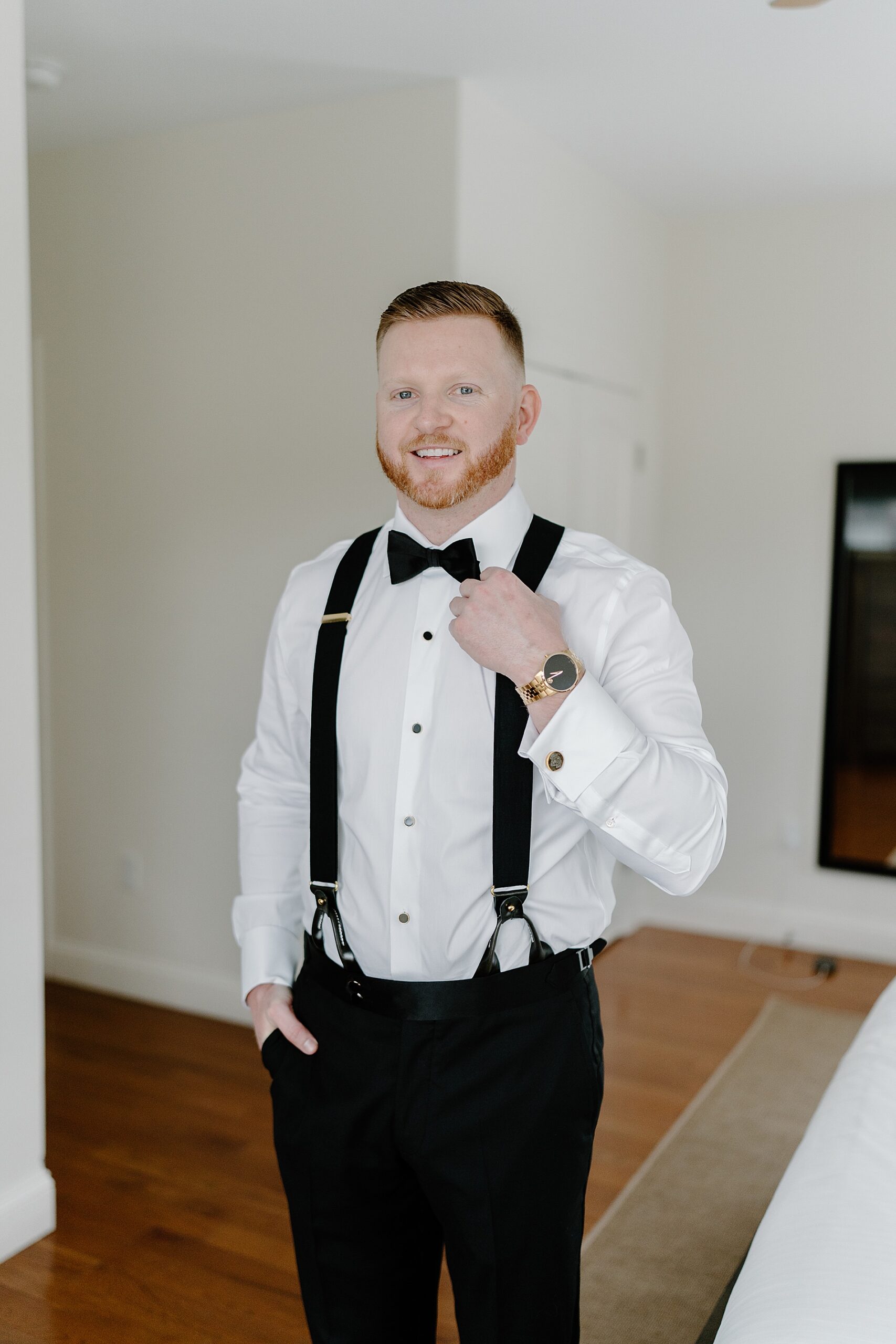 groom portraits before Owl's Nest Resort Wedding 