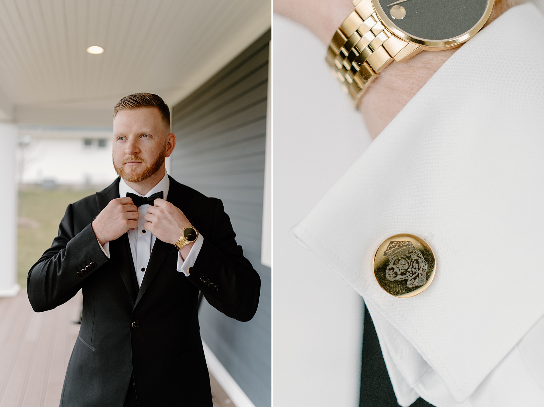 groom with custom cufflinks