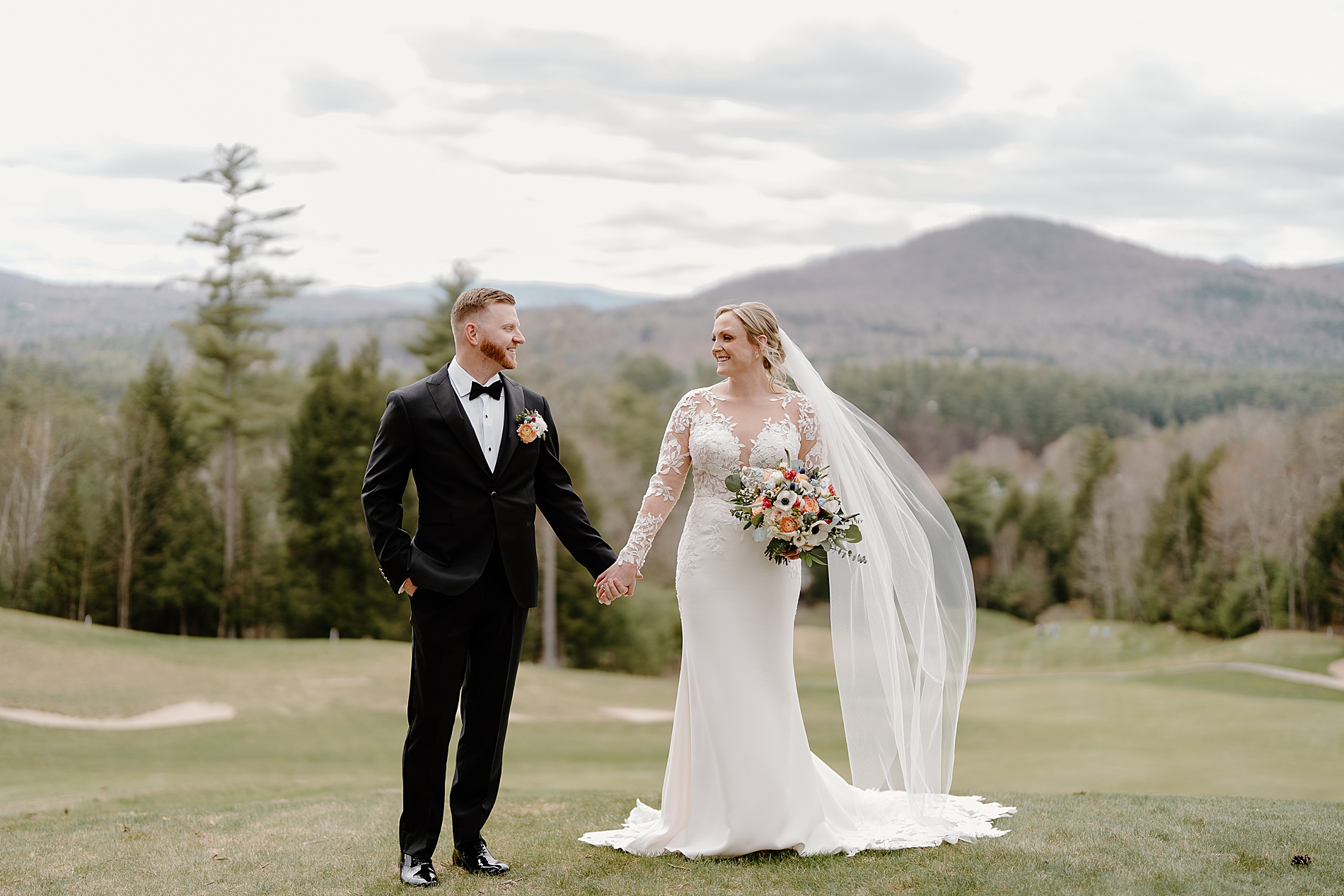 scenic wedding portraits with the white mountains in the background