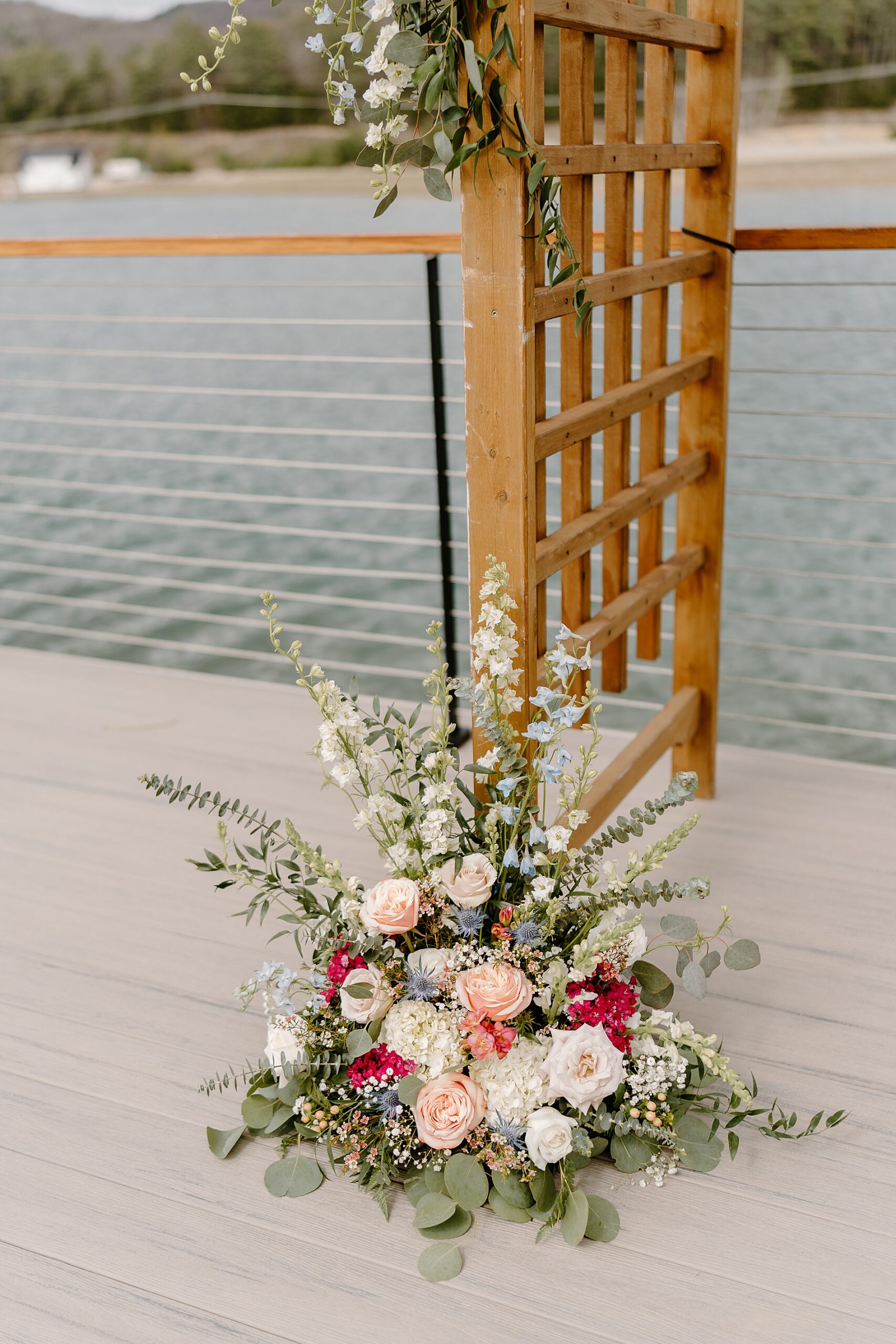 elegant floral arrangements at wedding ceremony 