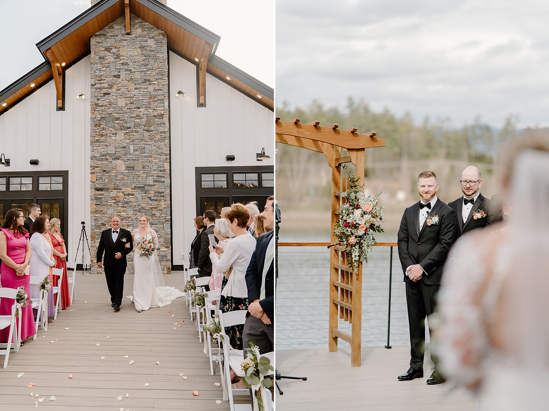 bride walks down the aisle with father