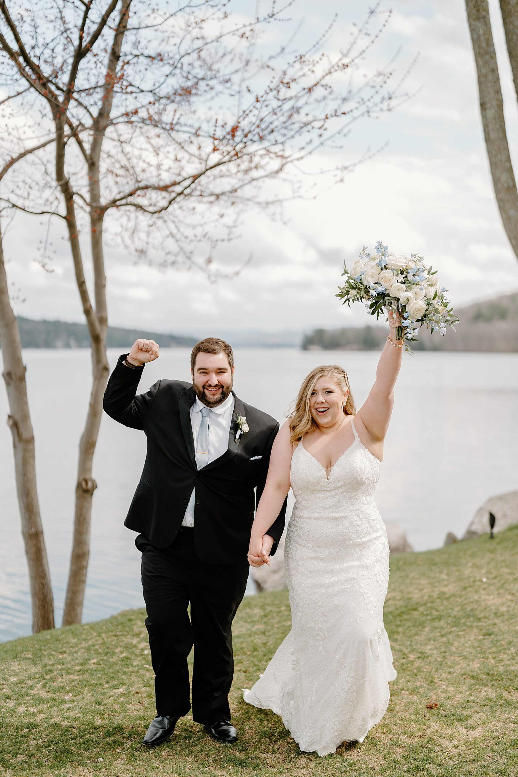 bride and groom celebrate 