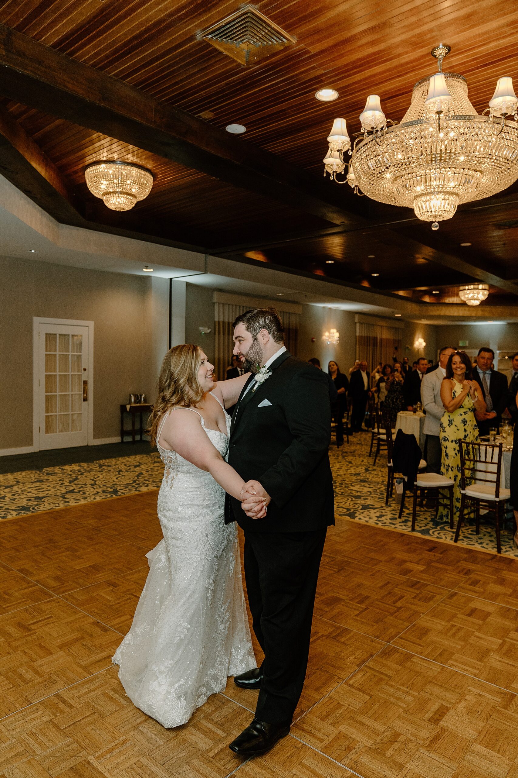 couple share first dance together 