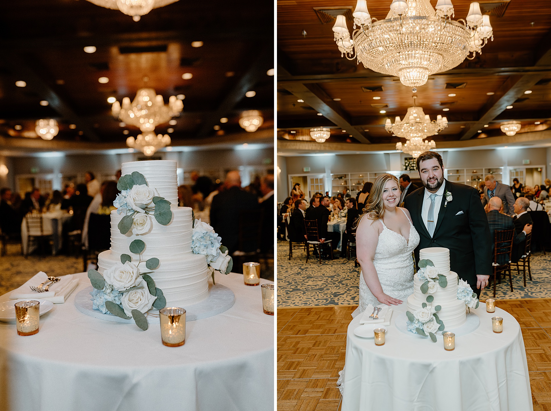 couple cut their wedding cake
